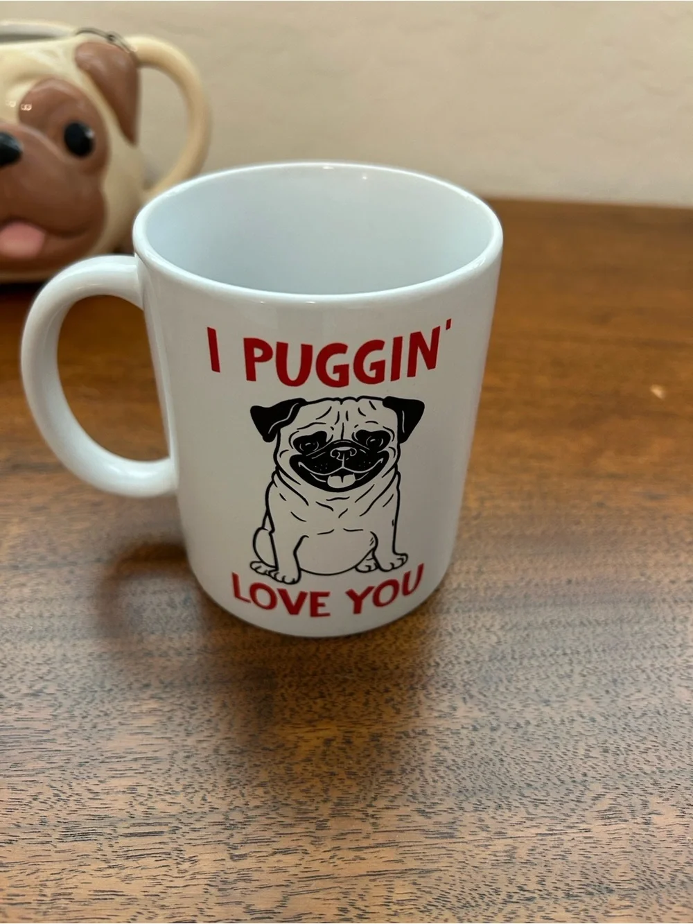Pug Dog Ceramic Mug Trio - Brown & Cream Pug Mugs